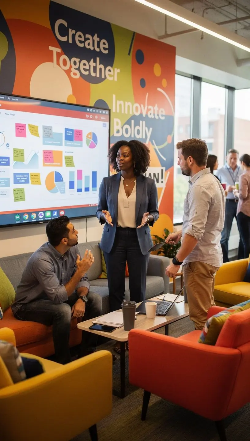 Офисное пространство с четкими проходами для удобного передвижения гостей.